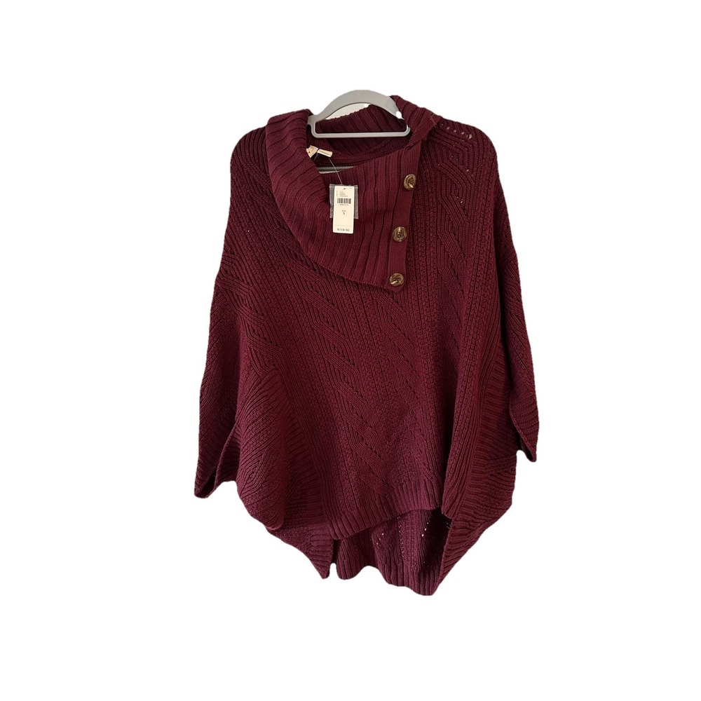 Preppy Anthropologie Minimalist Moth Knit Poncho Sweater Small